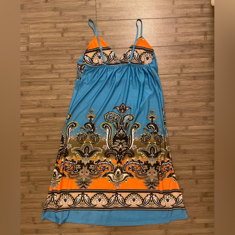 Blue and orange detailed summer sundress